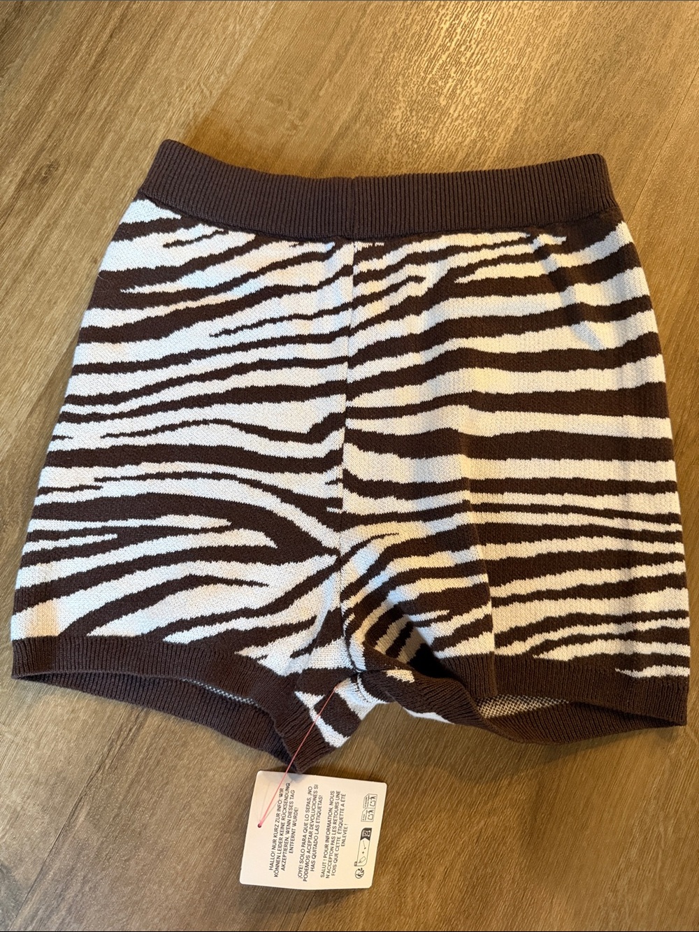 ASOS Zebra Print Knit Shorts in Brown & White